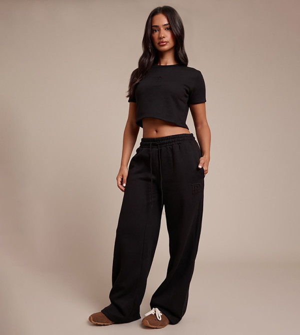 Petite Drawstring Waist Wide Leg Sweatpants