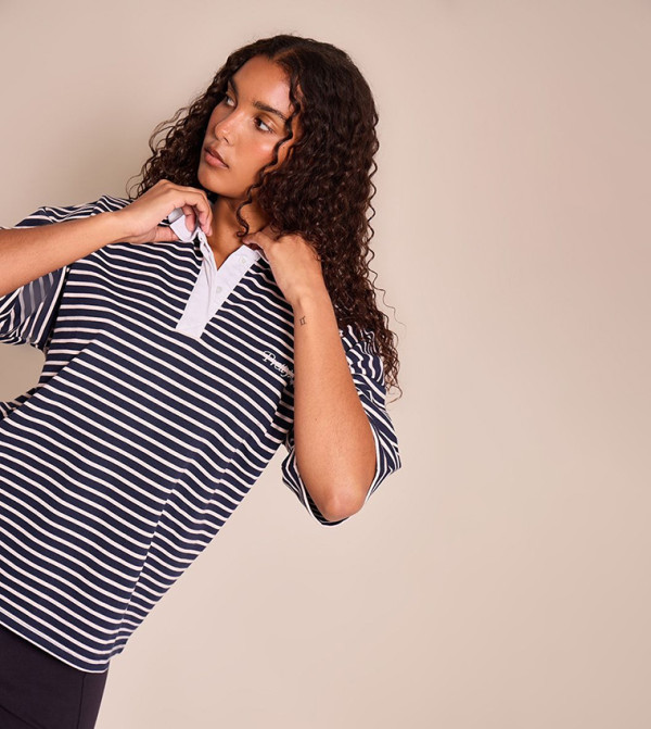 تيشيرت بولو مخطط كم قصير 