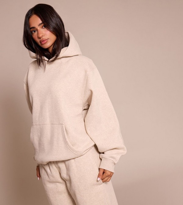 Petite Oatmeal Oversized Hoodie