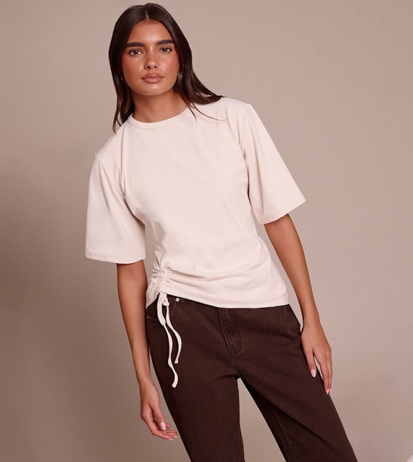 Ultra Soft Oversized Ruched Detail T-Shirt