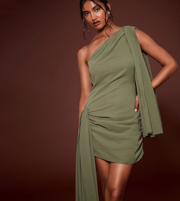 Chiffon Draped Detail Mini Dress