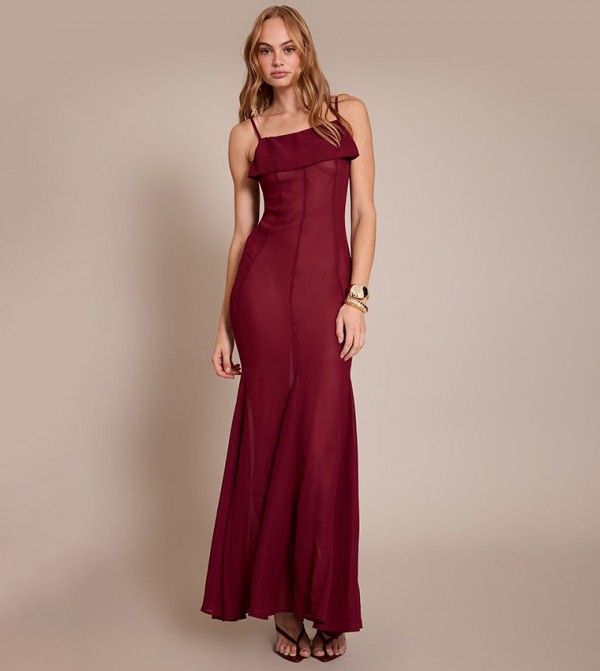 Sheer Cut-Out Maxi Dress