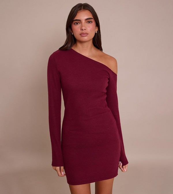 Super Soft Asymmetric Long Sleeves Bodycon Mini Dress