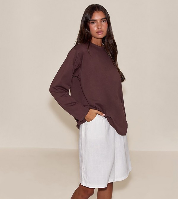 Solid Long Sleeves Oversized T-Shirt