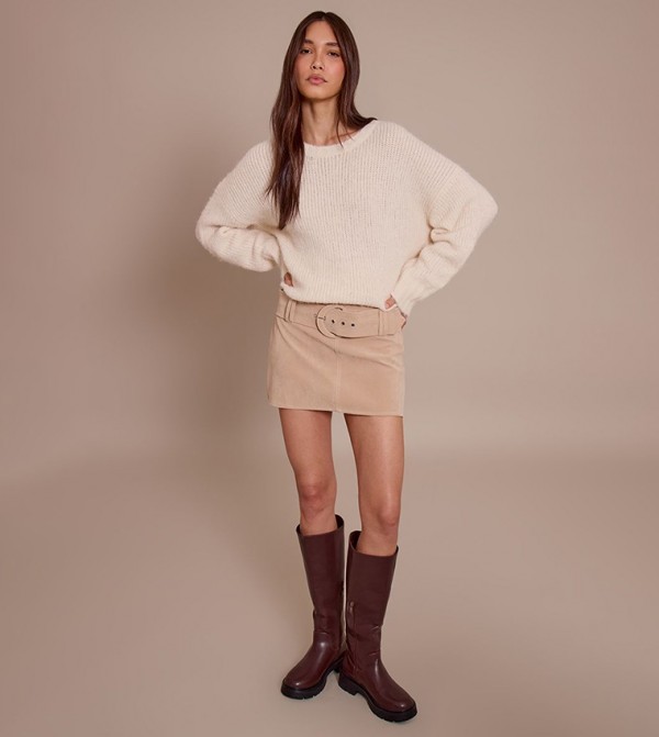 تنورة ميني شامواه بحزام