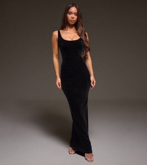 Velvet Scoop Back Maxi Dress