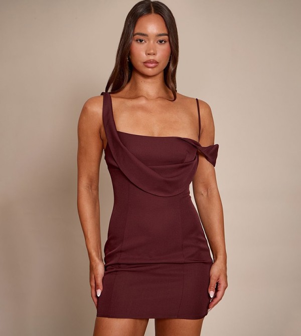 Solid Strappy Drape Mini Dress