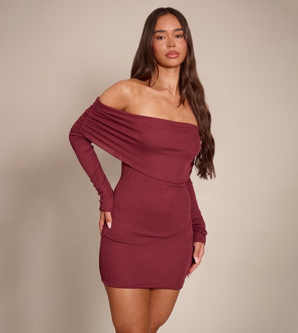 Bardot Ruched Bodycon Mini Dress
