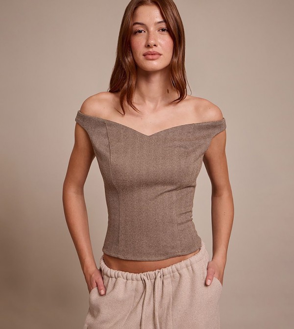 Herringbone Fitted Crop Top