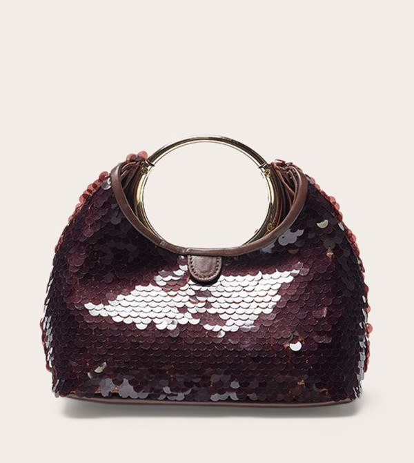 Sequined Grab Handle Clutch Bag