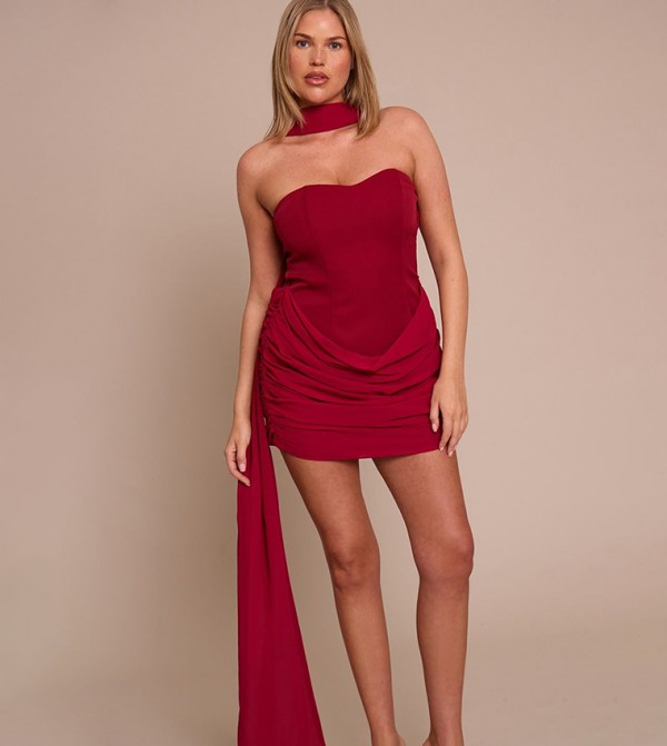 Shape Drape Scarf Detail Mini Dress