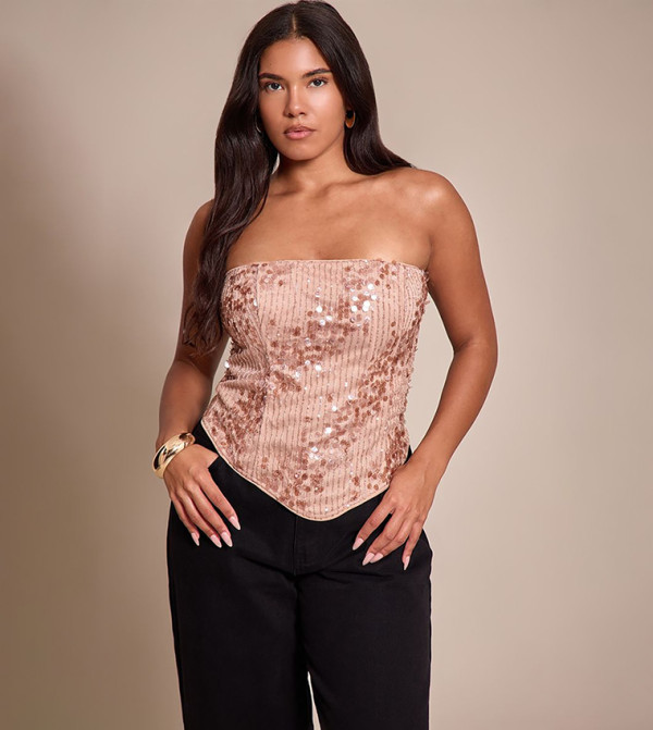 Shape Tonal Sequin Corset Top