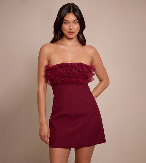 فستان ميني شيفت سترابلس بكشكشة