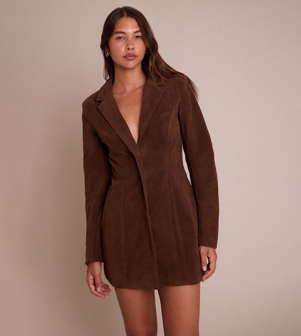 Croc Faux Suede Mini Blazer Dress