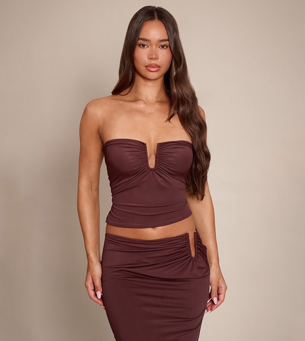 Matte Sculpt V Bar Ruched Bandeau Top