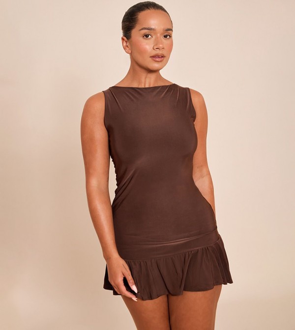 Shape Slinky Frill Detail Sleeveless Mini Dress