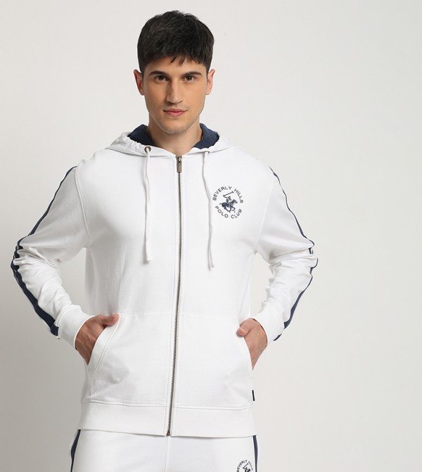 Logo Embroidered Zippered Hoodie Jacket