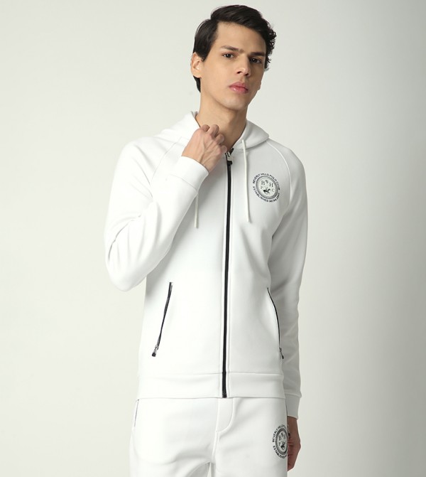 Logo Printed Long Sleeves Hooded Jacket