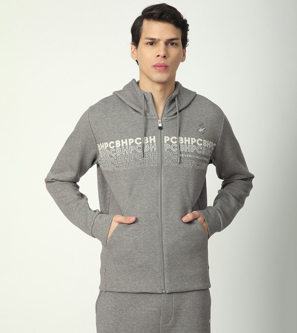 Logo Printed Long Sleeves Hooded Jacket
