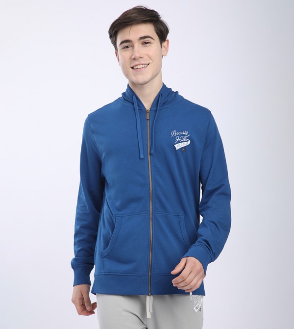 Zippered Long Sleeves Hooded Jacket