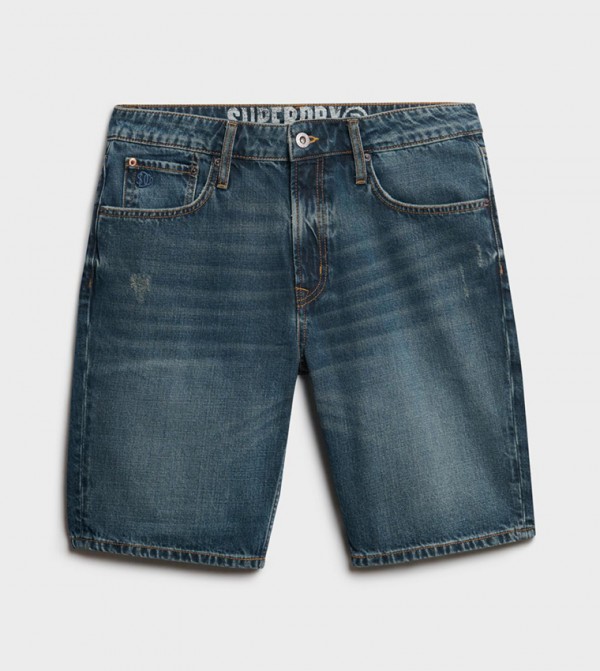 Vintage Washed Straight Fit Denim Short