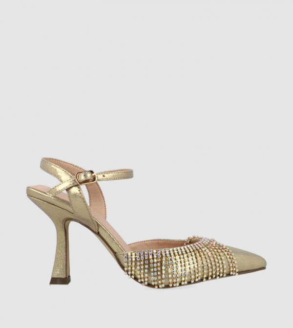 Embellished Ankle Strap Pumps
