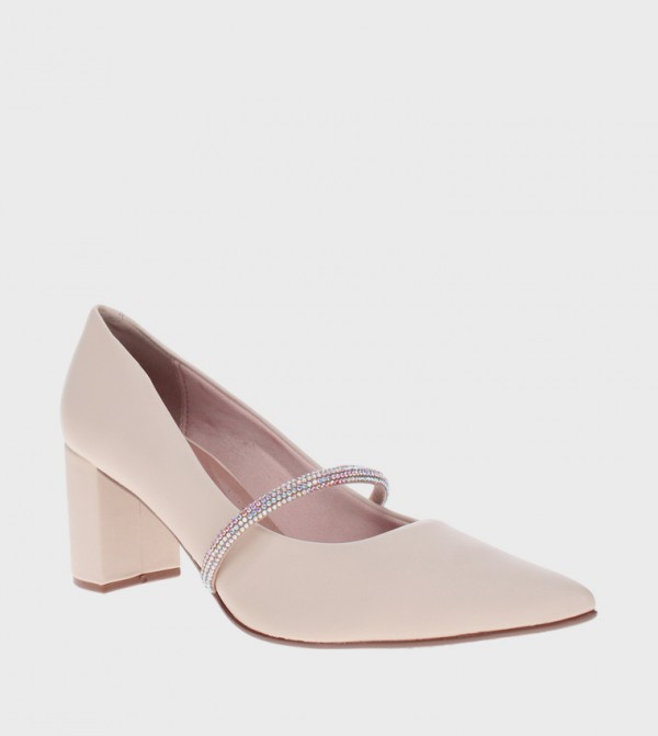 EJANDER Embellished Block Heel Pumps