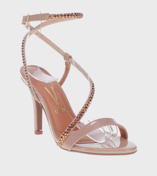 JEX Embellished Ankle Strap Heel Sandals
