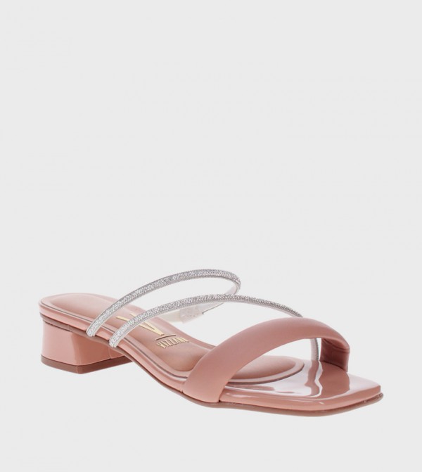 QAELL Embellished Block Heel Sandals