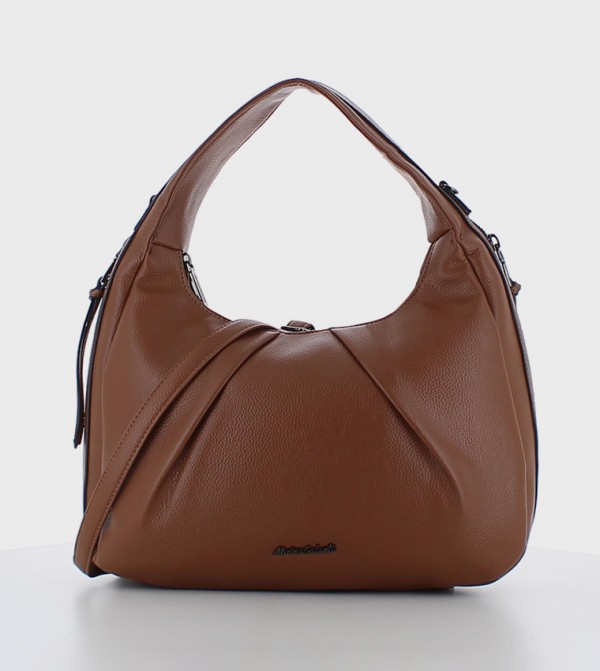 Textured Ruched Hobo Bag