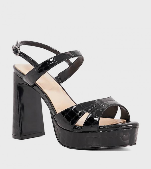 MESSER Croc Textured Platform Heel Sandals