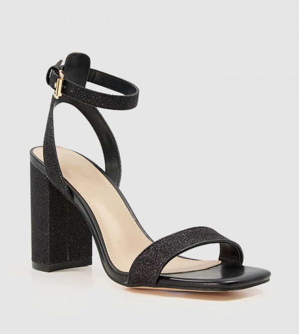 MIKHAELA Glitter Detail Block Heel Sandals