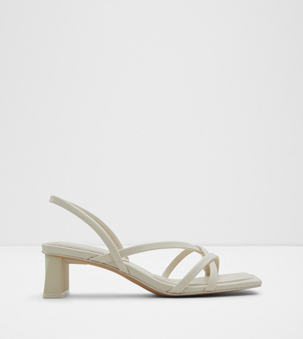 Grelis sandals in white nappa leather with strap and medium heel