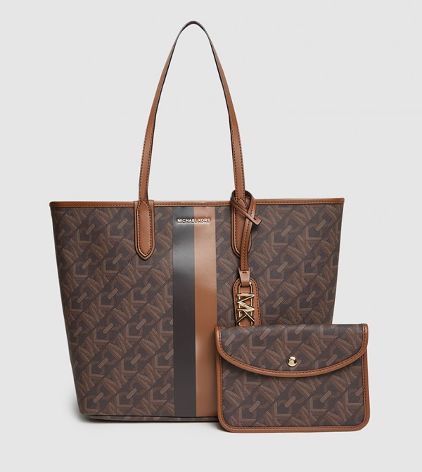 Monotype Printed Tote Bag with Purse