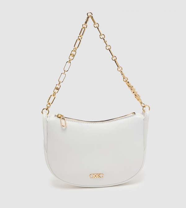 Logo Metal Zippered Shoulder Bag
