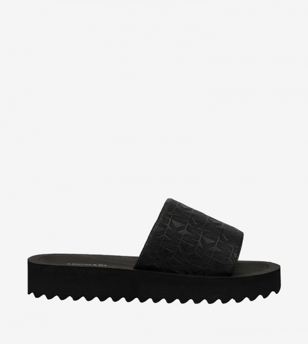  TEAGAN MERRICK Monogram Detail Platform Slides