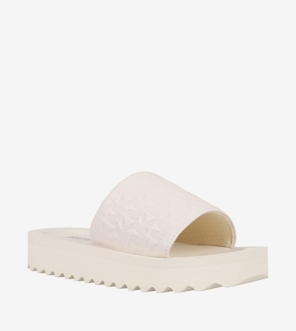 TEAGAN MERRICK Monogram Detail Platform Slides