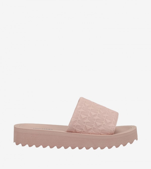  TEAGAN MERRICK Monogram Detail Platform Slides