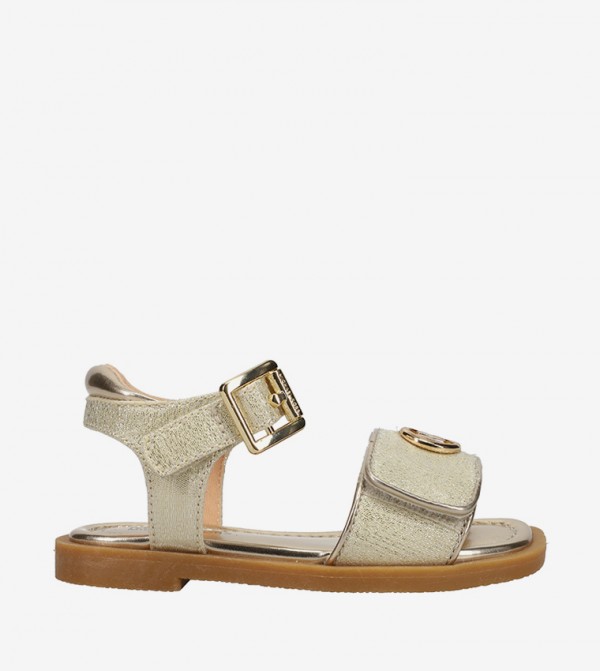 KIERAN Shimmer Ankle Strap Flat Sandals