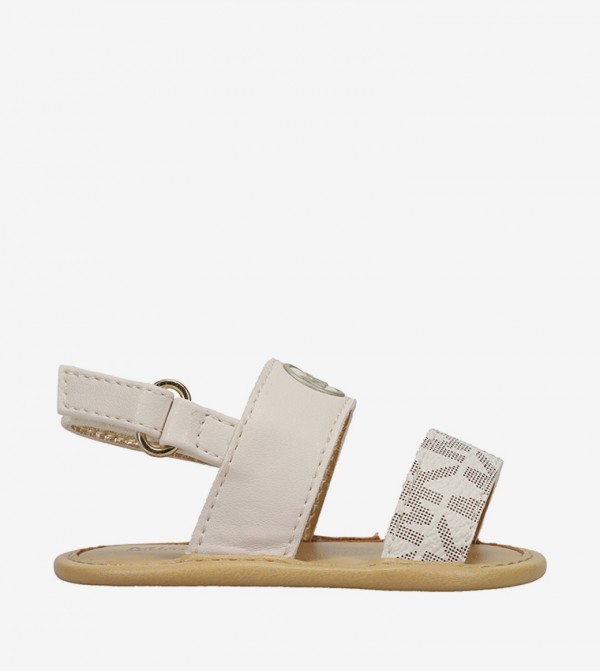 BABY MAXSON LAYETTE Monogram Print Slingback Flat Sandals