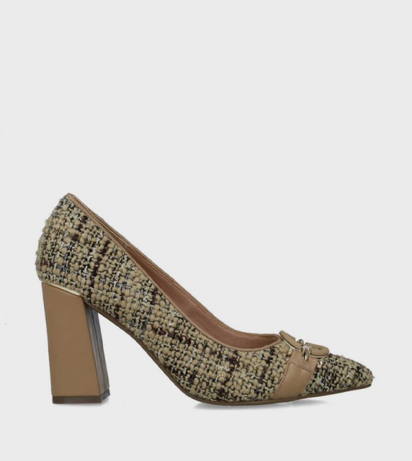 KIRAM Patterned Block Heel Pumps