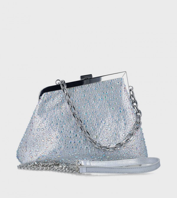UNAY Embellished Clutch with Chain Strap