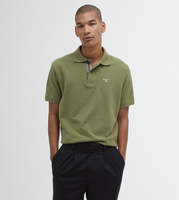 Logo Embroidered Tartan Polo T-Shirt