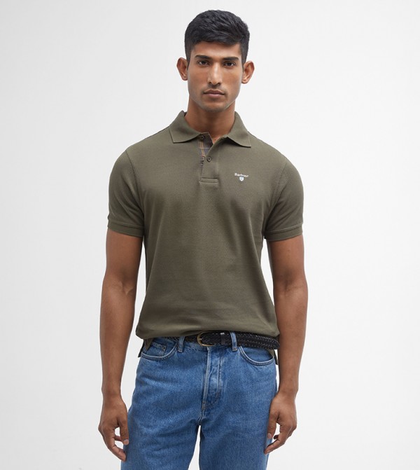 Logo Embroidered Tartan Polo T-Shirt