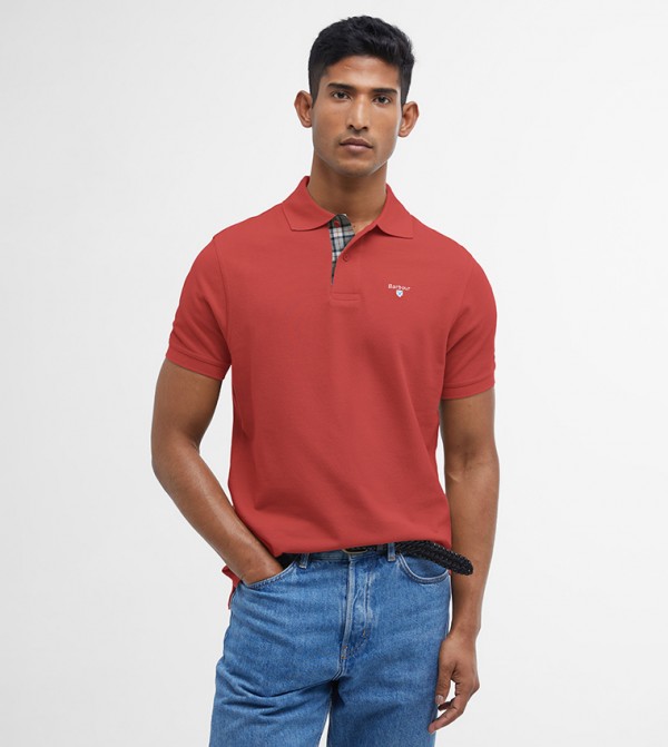 Logo Embroidered Tartan Polo T-Shirt