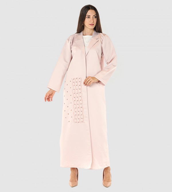Embellished Notch Lapel Abaya