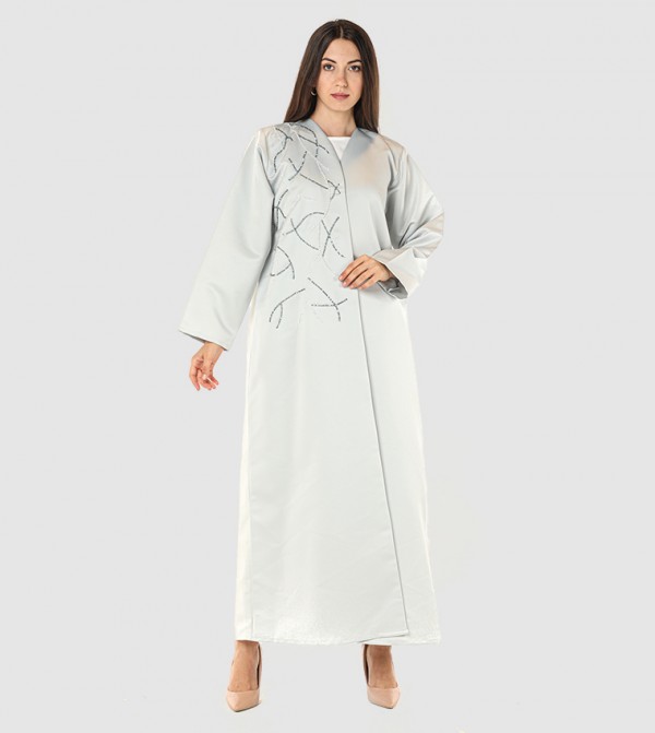 Embroidered Satin Bridal Abaya