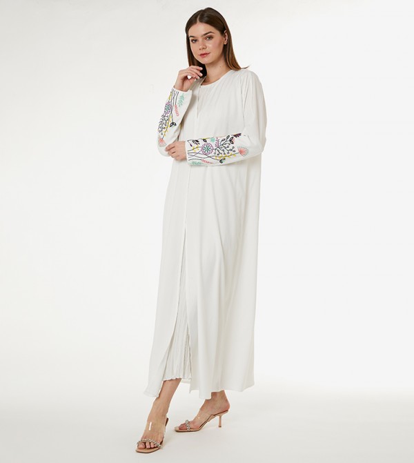 Embroidered V-Neck Abaya