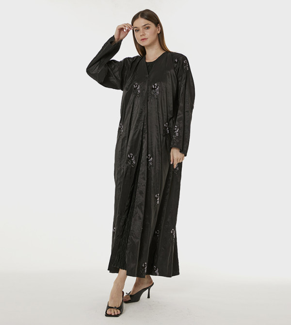 Embroidered Taffeta Abaya