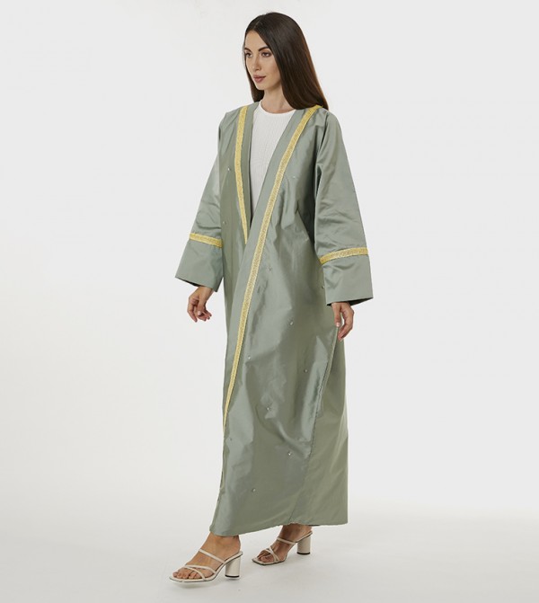 Lace Detail Victoria Satin Abaya